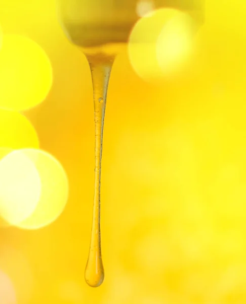 Honung pinne med hälla honung. Flöde av söt honung — Stockfoto