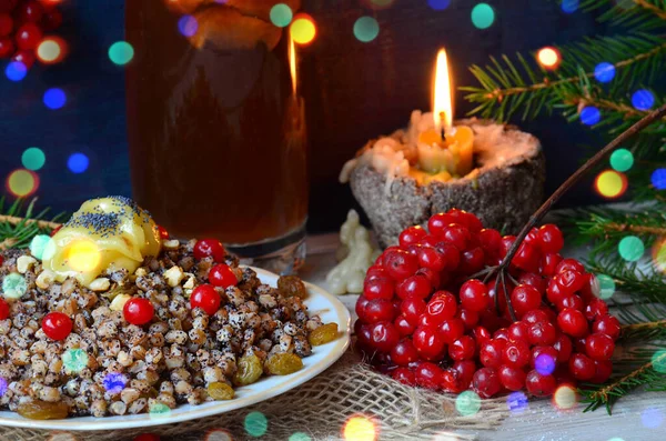 Weihnachtskutya Mit Kandierter Orange Form Eines Sterns Orangeat Form Eines — Stockfoto