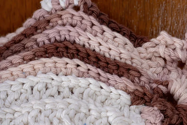 Brown Crochet Toilet Paper Roll Holder Detail — Stock Photo, Image