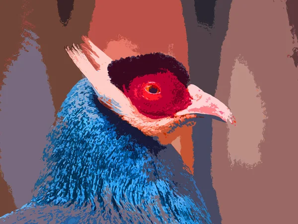 Portrait of a beautiful bird. The figure in brightly coloured paints.