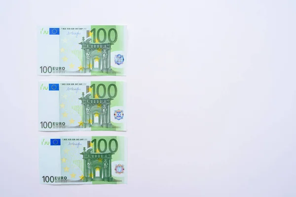 Billets de 100 euros billets en euros argent. Union européenne Monnaie — Photo