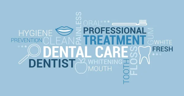 Οδοντιατρική Περίθαλψη Ορθοδοντική Και Υγιεινής Tag Σύννεφο Εικόνες Και Έννοιες — Διανυσματικό Αρχείο