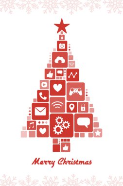 Noel ağacı app simgelerin oluşur: internet, teknoloji ve kutlama kavramı