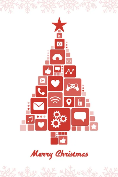 Weihnachtsbaum Aus App Symbolen Internet Technik Und Festkonzept — Stockvektor