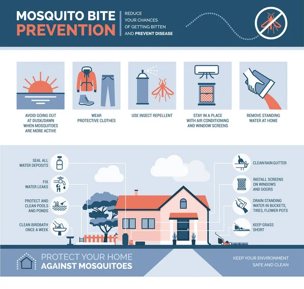 Tema Vector Color Prevención Mosquitos — Vector de stock