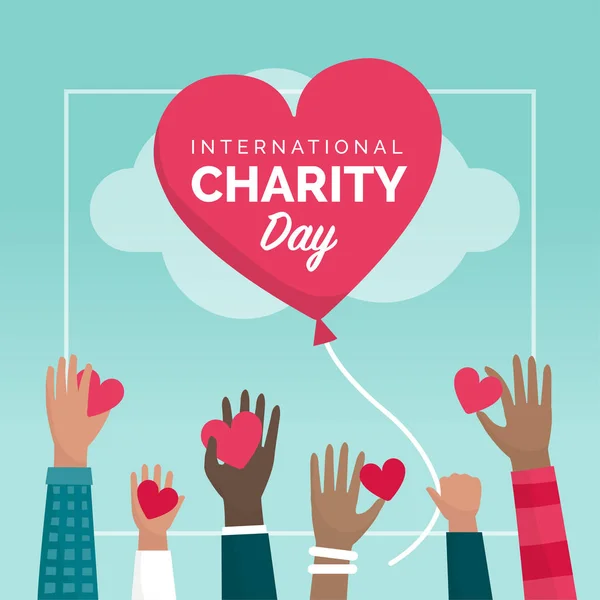 International Charity Day Urlaub Social Media Post Mit Menschen Geben — Stockvektor