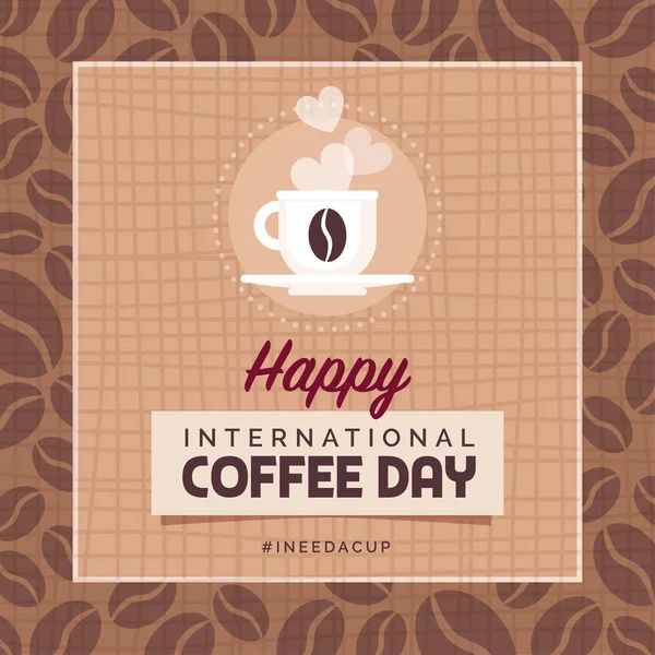 Glücklicher Internationaler Kaffeetag Social Media Post Und Werbekarte Mit Tasse — Stockvektor