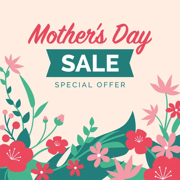 Anyák Napja Különleges Promóciós Reklám Virágzó Virágok — Stock Vector