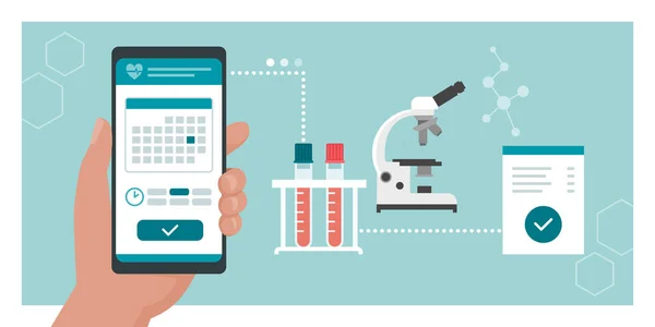 Reserve Prueba Laboratorio Médico Línea — Vector de stock