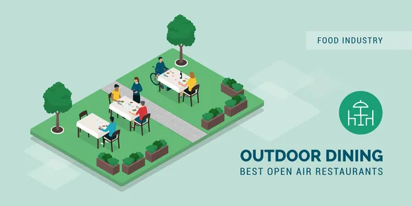 Outdoor Restaurant Vector Illustratie — Stockvector