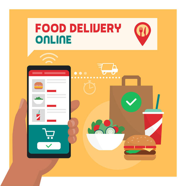 Food delivery online vector illustration