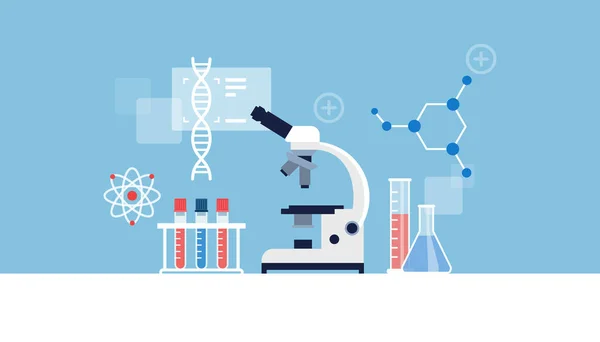 Escritorio Laboratorio Médico Con Microscopio Equipo Médico — Archivo Imágenes Vectoriales