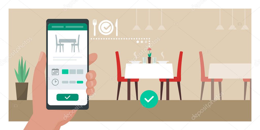 Restaurant virtual reservation vector illustration