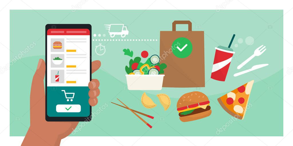 Food delivery online vector illustration