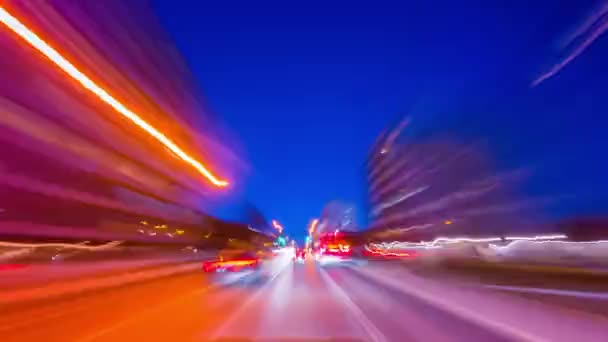 Viajar Alta Maneira Durante Noite Timelapse Carro Exposição Longa Pov — Vídeo de Stock