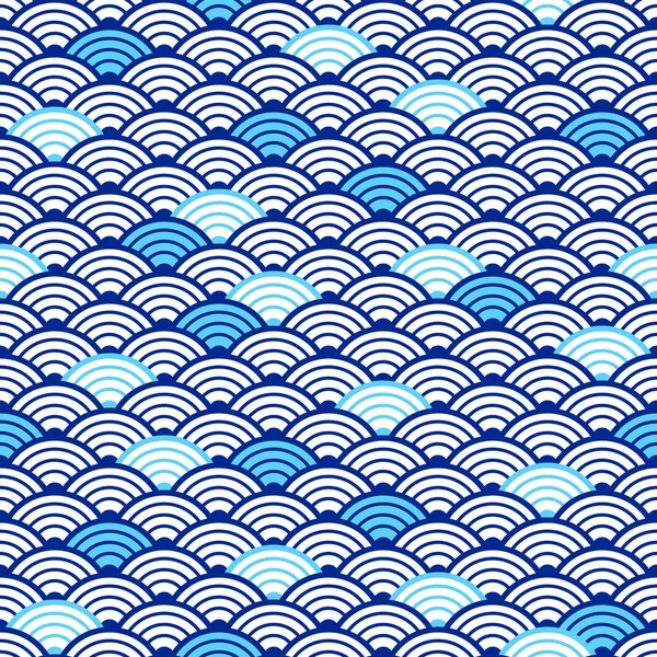 Tradycyjny Japoński Ornament Falami Jednolity Wzór Tekstura Wody Tło Morskie — Wektor stockowy