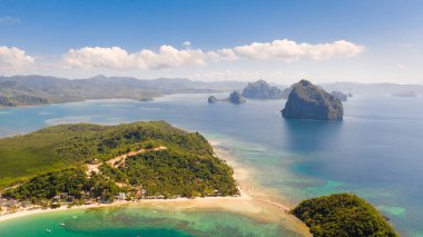 Las Cabanas Plajı. El Nido adaları ve plajları.
