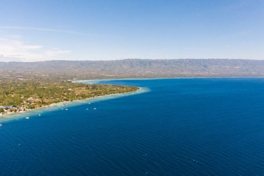 Cebu adasının sahili, Moalboal, Filipinler, en iyi manzara.
