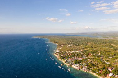 Cebu adasının sahili, Moalboal, Filipinler, en iyi manzara.