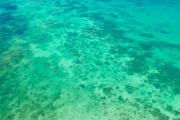 Korallrev och atoller i det tropiska havet, uppifrån. Havsytan. — Stockfoto