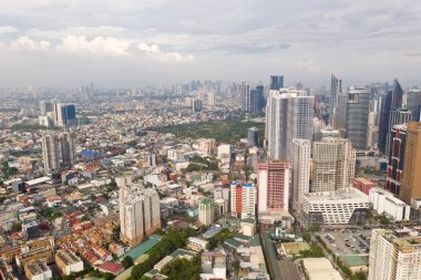 Manila.The Manila, Filipinler başkenti şehir Panorama. Sabahları modern metropol, en iyi manzara. Büyük bir şehirde gökdelenler ve iş merkezleri.