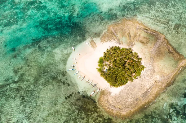 가이암 섬, 시아르가오, 필리핀. 야자수와 하얀 모래 해변이있는 작은 섬. — 스톡 사진