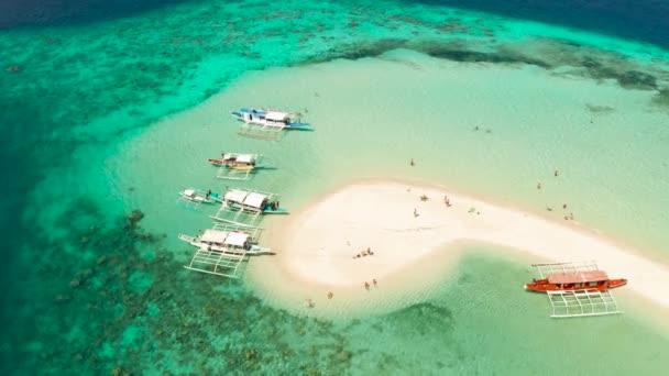 白いビーチを持つ熱帯の島、航空写真.熱帯の島 — ストック動画
