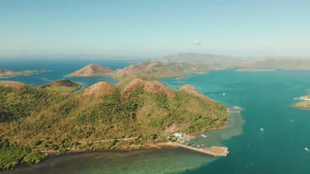 Paisaje marino con islas tropicales y lagunas., Filipinas, Palawan — Vídeos de Stock