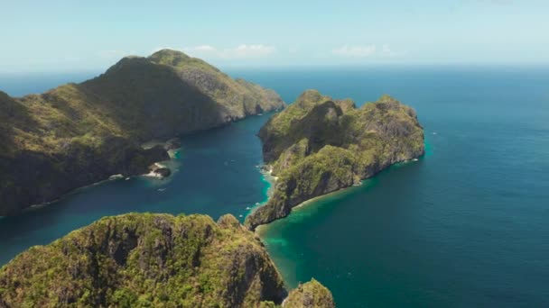 Tropik adaları olan deniz burnu El Nido, Palawan, Filipinler — Stok video