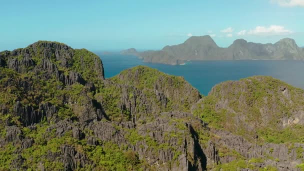 Морской пейзаж с тропическими островами Эль-Нидо, Палаван, Филиппины — стоковое видео