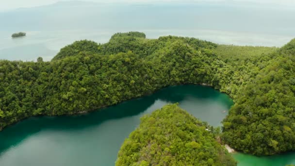 Veduta aerea della laguna di Sugba, Siargao, Filippine. — Video Stock