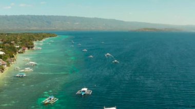 Cebu, Moalboal, Filipinler adasının kıyısında. panagsama plajı