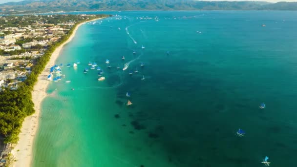 Isla Boracay con playa de arena blanca, Filipinas. Cronograma — Vídeo de stock