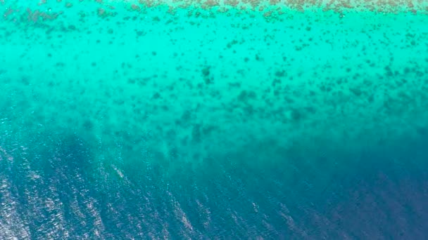 ターコイズブルーのラグーンの海の表面、トップビュー。透明ターコイズブルーの海の水、自然の背景 — ストック動画