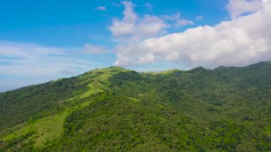 Dağlar yağmur ormanlarıyla kaplı, üst manzara. Luzon Adası Filipinleri.
