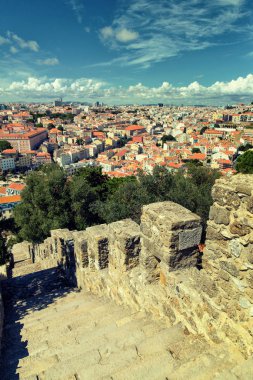 Lizbon Portekiz Eski Şehir Havadan Görünümü