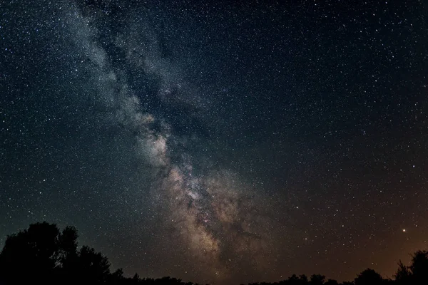 Melkweg Nacht Hemel Sterren Shooting Star — Stockfoto