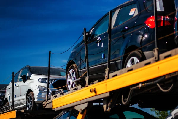 Vehicles Loaded Ready Delivery Dealership — Stock Photo, Image