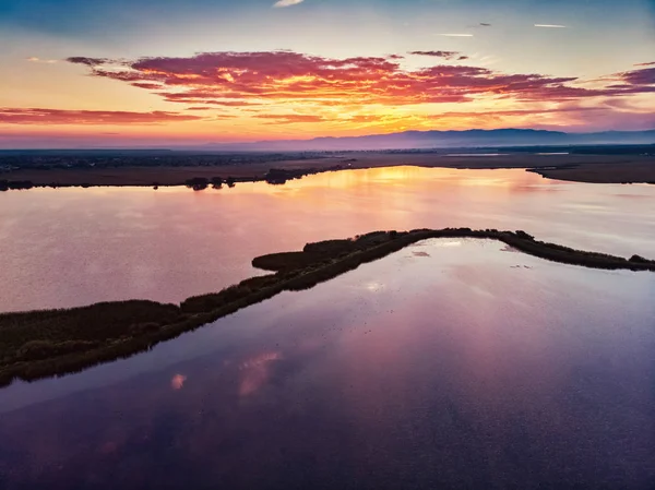 Golden Sunrise Fishing Lake Summer Time — Stock Photo, Image