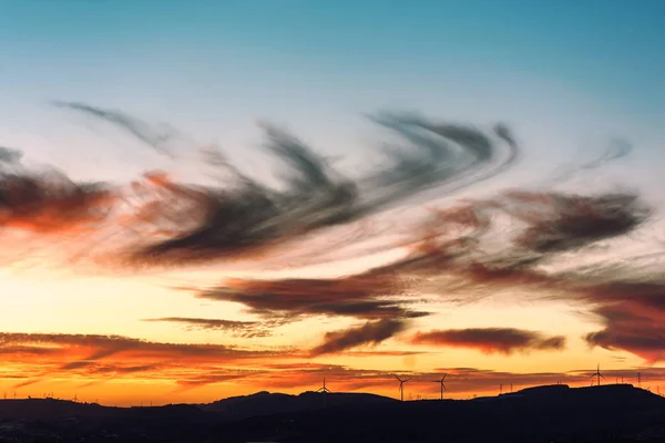 Grupo Molinos Viento Para Producción Energía Eléctrica Renovable — Foto de Stock