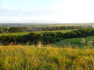 Çimen, vadi, ufuk. Kislovodsk şehrinin manzarası