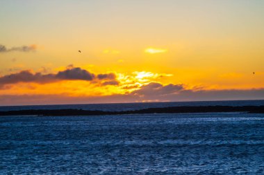 İzlanda'daki Atlantik Okyanusu üzerinden günbatımı