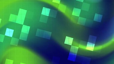 Dijital tasarımlar, web sitesi arkaplanları veya yaratıcılığı ve yeniliği destekleyen sosyal medya grafikleri için uygun soyut yeşil ve mavi kare desenli arka plan.