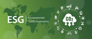 Çevresel karbondioksit kavramı Küresel Isınma Sürdürülebilir Kalkınma ve yenilenebilir enerji vektörü arkaplan görüntüsünden yeşil iş