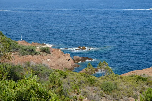 Corniche Esterel Seen Sea Board Ferry Runs Entire French Coast — стоковое фото