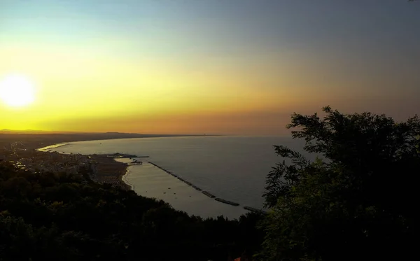 Pôr Sol Costa Adriático Área Gabicce Mare Marcha — Fotografia de Stock