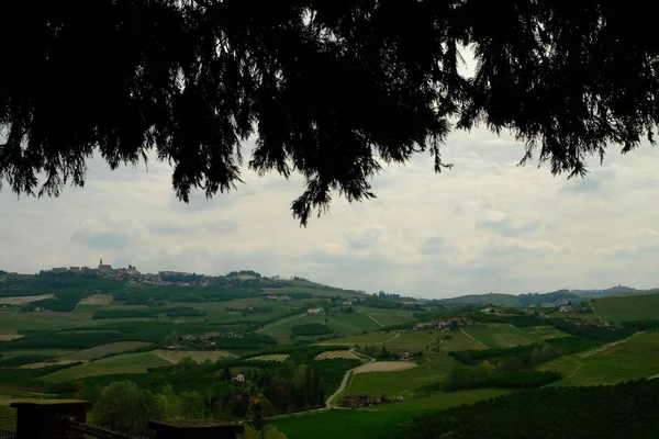 Schöne Aussicht auf die Hügel von Grinzane Cavour — Stockfoto