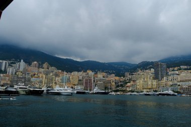 the port of montecarlo full of yachts clipart