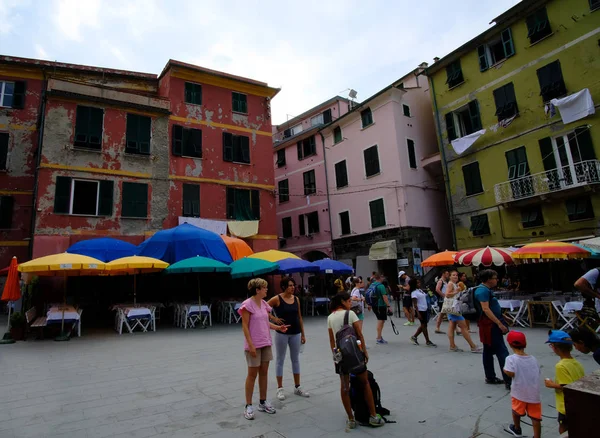 Vernazza manzarası ve denizi, beş ülke. — Stok fotoğraf