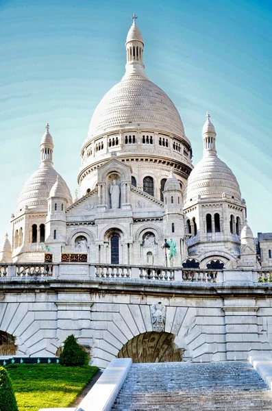 Άποψη Της Βασιλικής Του Sacre Coeur Στο Montmartre Της Γαλλίας — Φωτογραφία Αρχείου